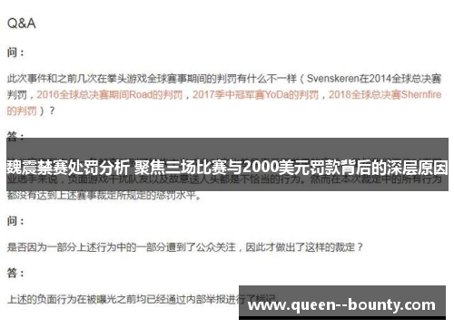 魏震禁赛处罚分析 聚焦三场比赛与2000美元罚款背后的深层原因